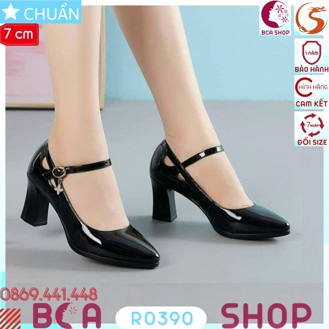 Giày cao gót nữ đẹp đế vuông 7p RO390 ROSATA tại BCASHOP - màu đen