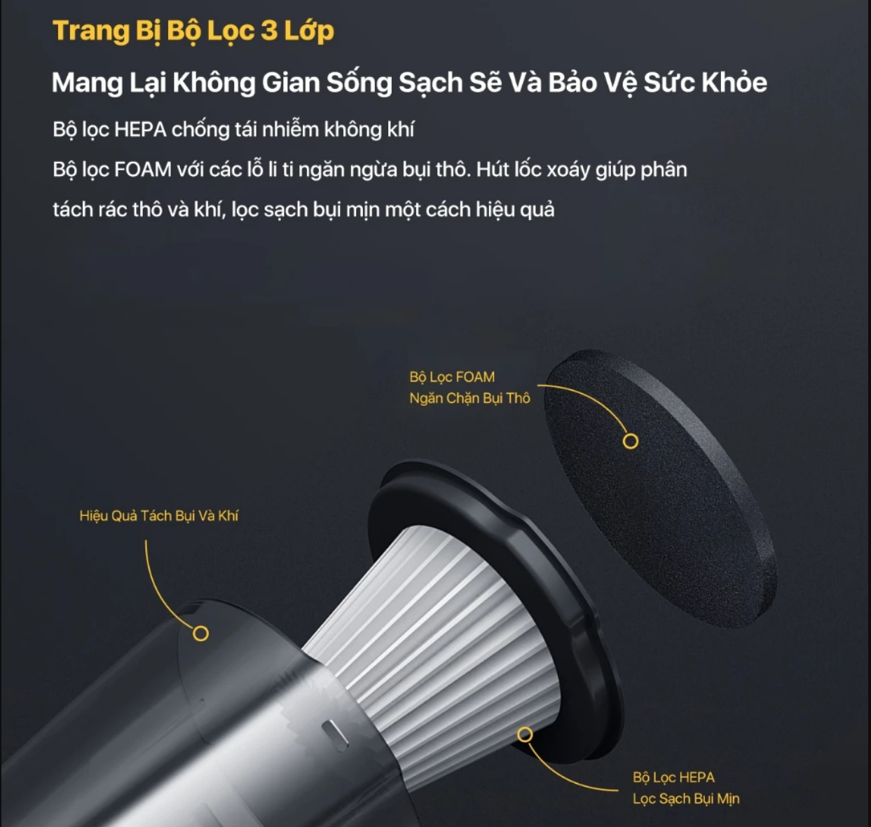 Máy hút bụi Deerma DX120C màu xám lực hút 16Kpa, Công suất 600W động cơ không chổi than {New 2025} - Hàng chính hãng