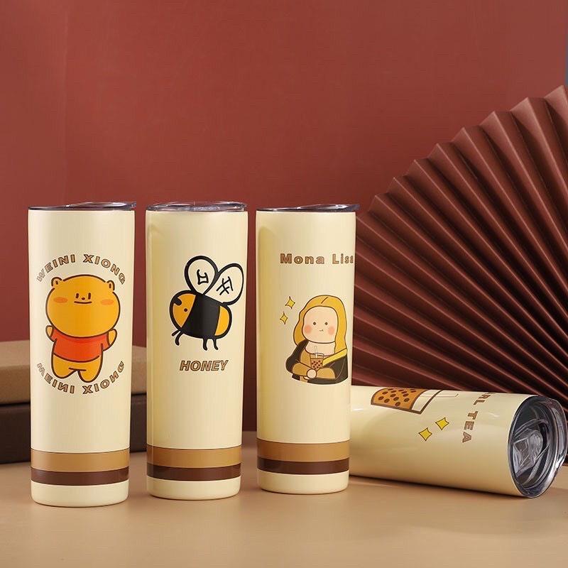 Ly giữ nhiệt loại lớn inox 304 không gỉ tặng kèm ống hút có nắp đậy 650ml sang trọng