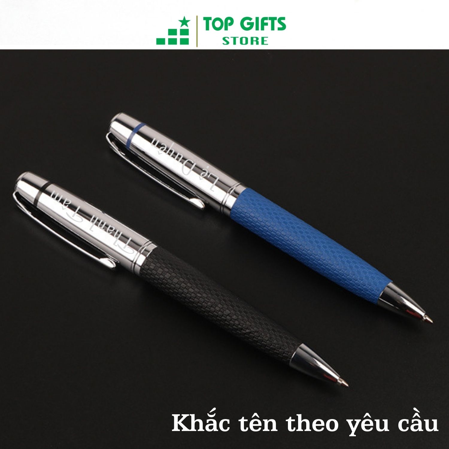 Bút ký khắc tên BD050 bọc da PU cao cấp mực xanh ngòi 0.7mm