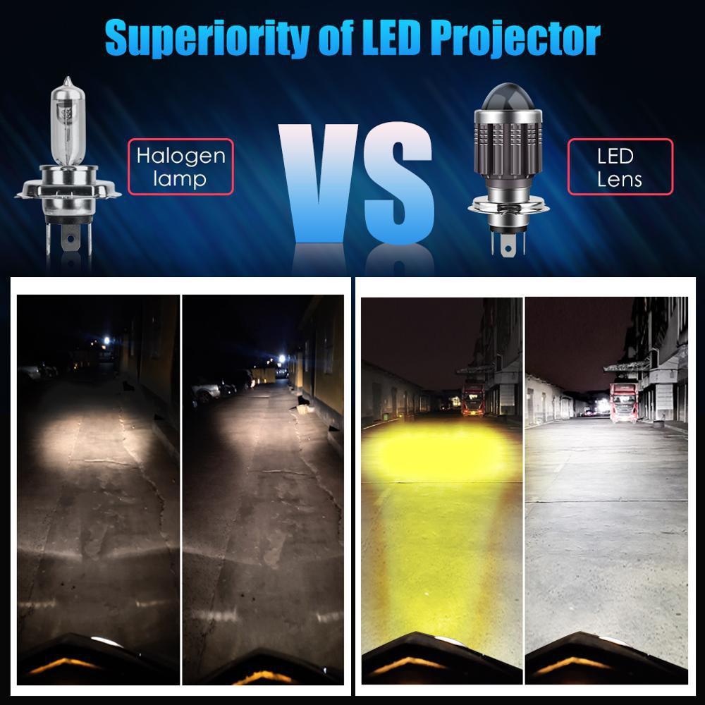1 Đèn Pha Led H4 H6 BA20D 10000LM 12W CSP Nhiều Màu Sắc Cho Xe Máy