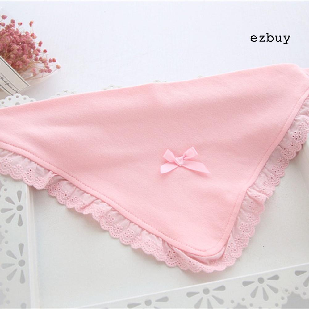 Yếm ăn cotton chống thấm nước phối ren xinh xắn cho bé gái