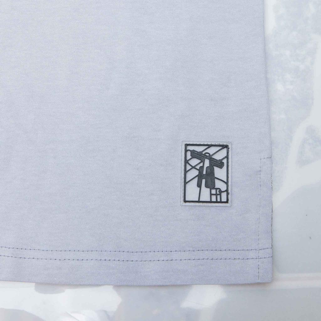 Áo Thun Unisex TeeHolic Thả Vai Xẻ Tà Màu Xám Khói In Logo THS Silicon Nổi