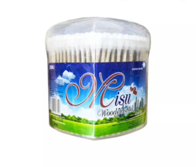 Tăm bông y tế cán gỗ tiệt trùng cứng cáp Misu hộp tim 250 que