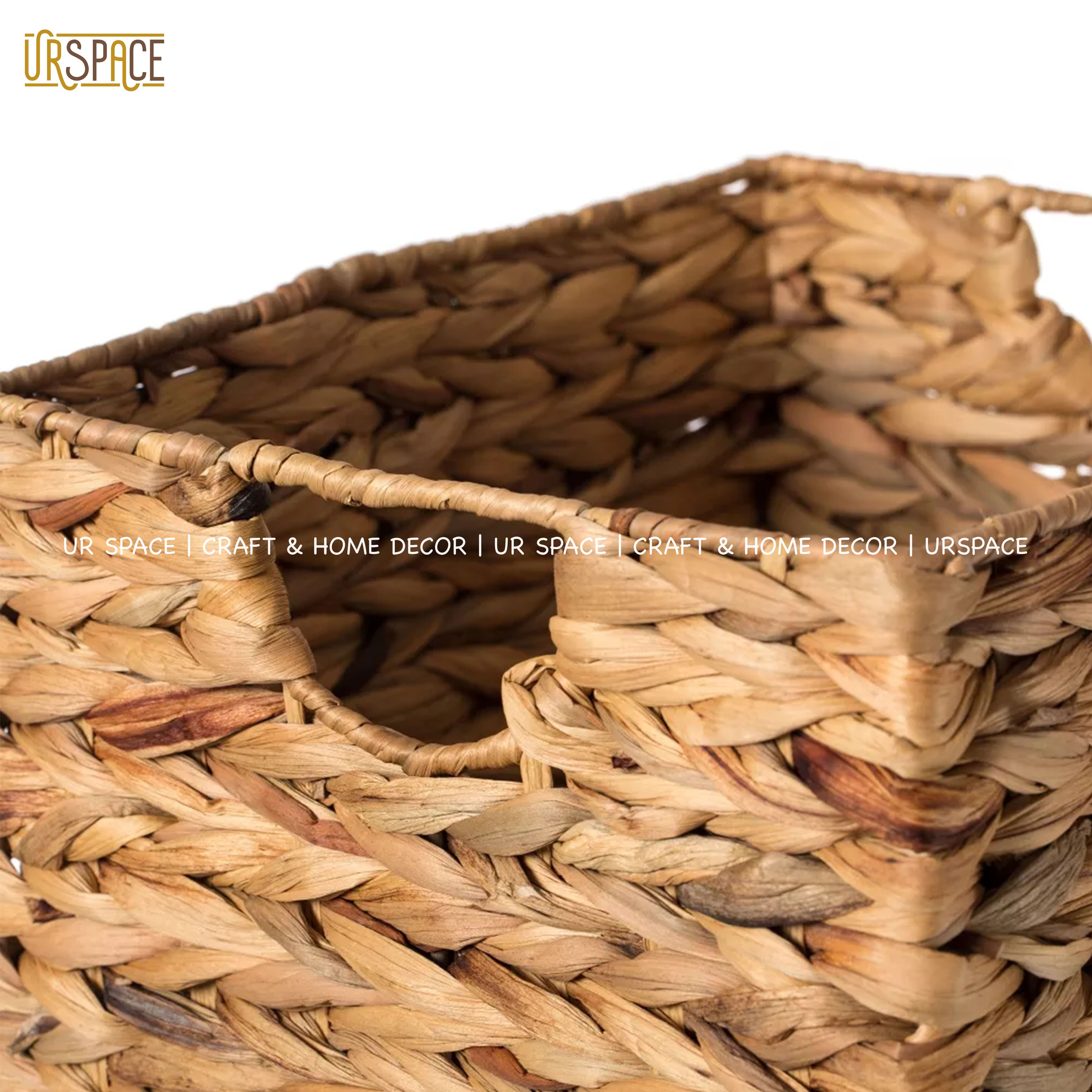 Giỏ cói chữ nhật URSPACE đựng sách báo, đồ chơi, gối khăn, trang trí decor phong cách mộc mạc / RECTANGLE HYACINTH BASKET