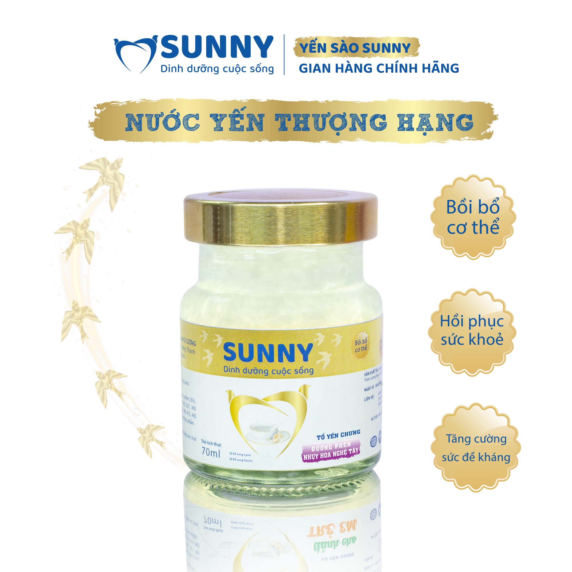 Yến đông trùng hạ thảo - Yến Sào Khánh Hòa chưng sẳn - 25% Yến thô - 70ml/hũ - Yến sào SUNNY