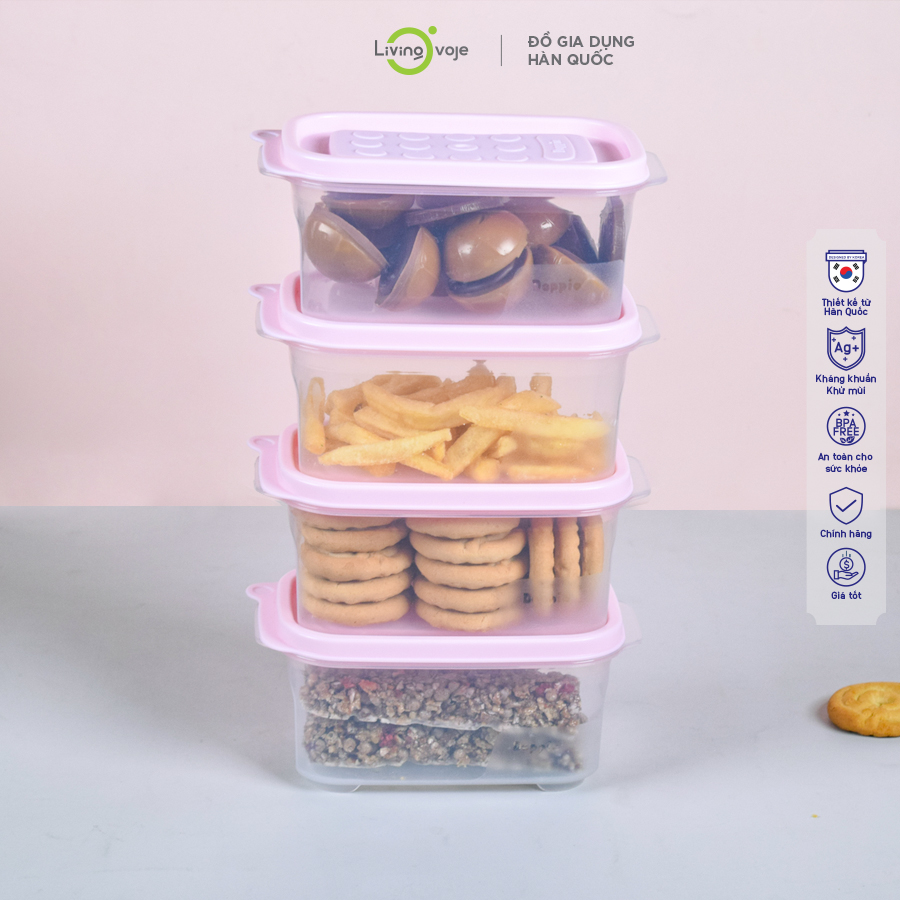 Set 4 hộp thực phẩm cao cấp - BPA Free - Seal-able LivingOvoje - Baby Set Size S - Set ăn dặm cho bé nhựa an toàn, bảo quản tủ lạnh