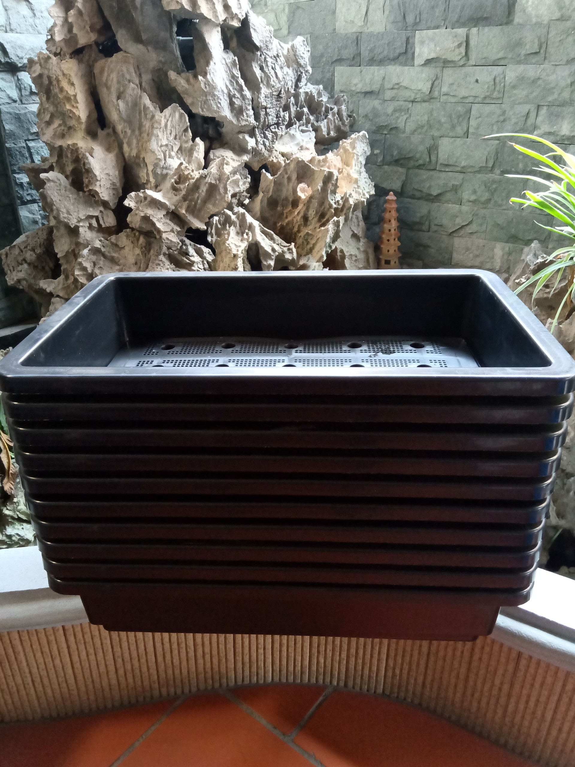 10 chậu trồng rau thông minh 2 đáy màu đen 67x43x15 cm