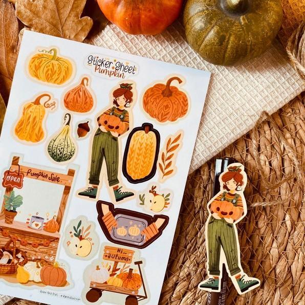 Sticker sheet pumpkin - chuyên dán, trang trí sổ nhật kí, sổ tay | Bullet journal sticker - unim058
