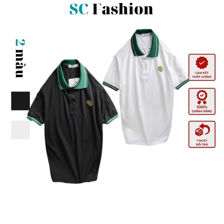 Áo thun nam tay ngắn cổ bẻ viền xanh thêu logo Rayman, chất liệu CS Poly mềm mịn, thấm hút mồ hôi SC0022