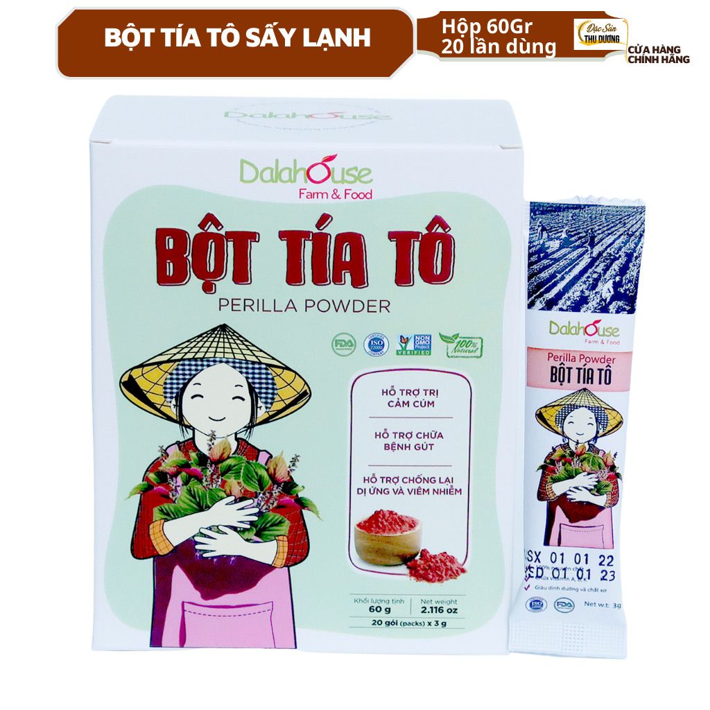 Bột Tía Tô sấy lạnh Dalahouse - Bổ phế phối, An thai, hỗ trợ giảm các triệu chứng cảm, ho, đau họng. Hỗ trợ điều trị GUT, đẹp da, trắng da