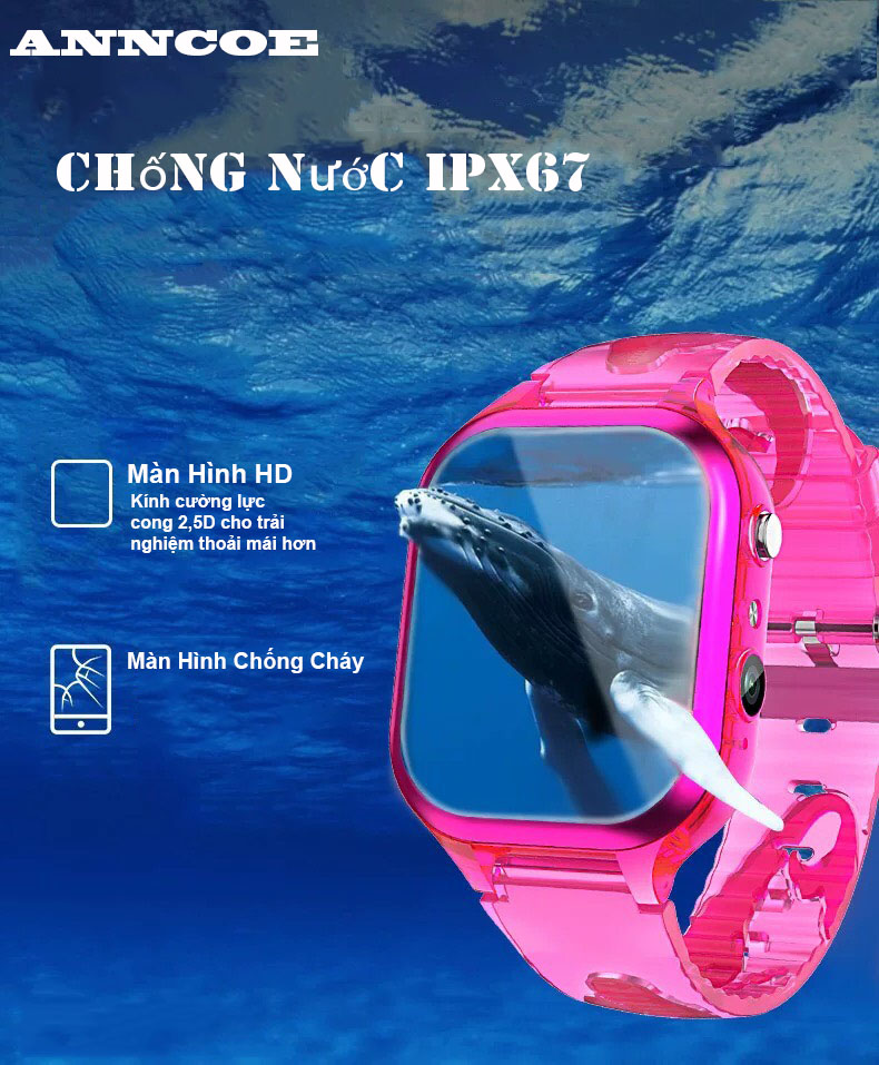 Đồng hồ thông minh trẻ em Anncoe ACM66 nghe gọi hai chiều định vị GPS + LBS chống nước IPX67 phù hợp cho trẻ từ 4 đến 14 tuổi - Hàng Chính Hãng