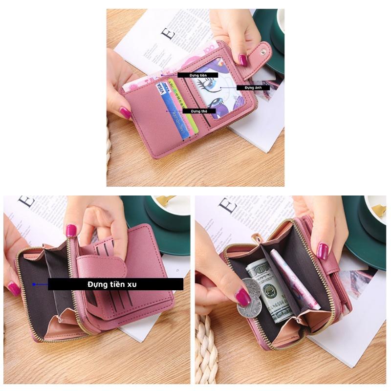 Ví nữ cầm tay mini nhỏ gọn bỏ túi cute đựng tiền nhiều ngăn thời trang Hàn Quốc đẹp cao cấp giá rẻ LUKADO VN32