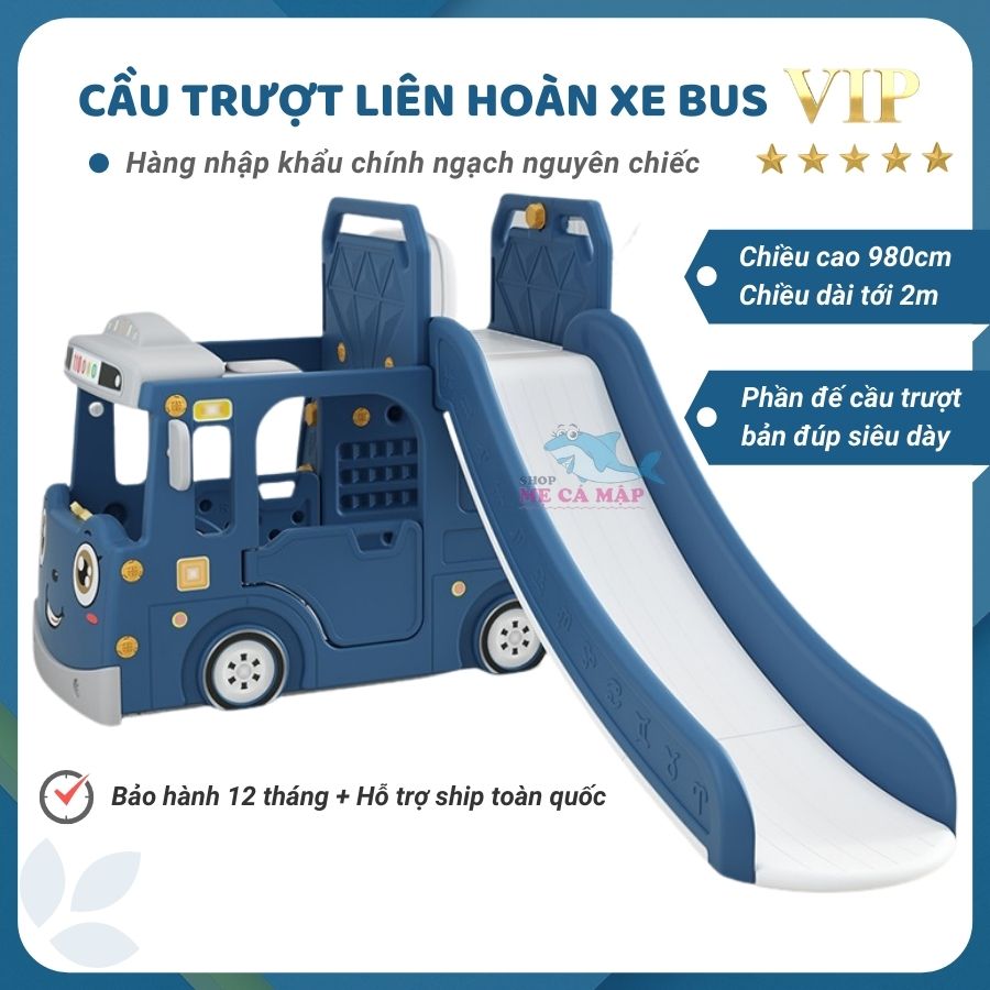 Cầu trượt xe Bus hàng siêu cấp rất dày và nặng, cầu trượt cho bé liên hoàn tải trọng 100kg