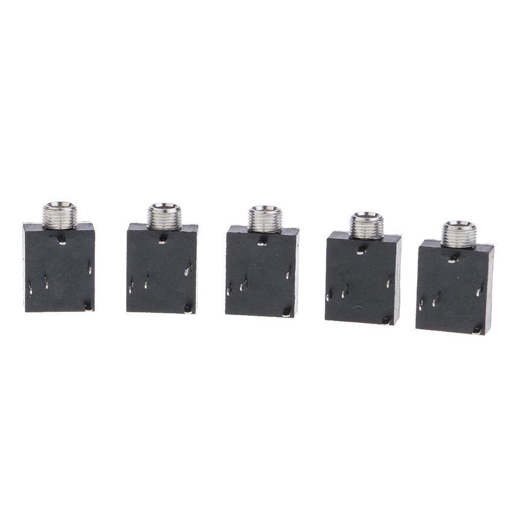 5Pcs/set PCB Mount 5-Pin Stereo 3.5mm Socket Audio Connector Black