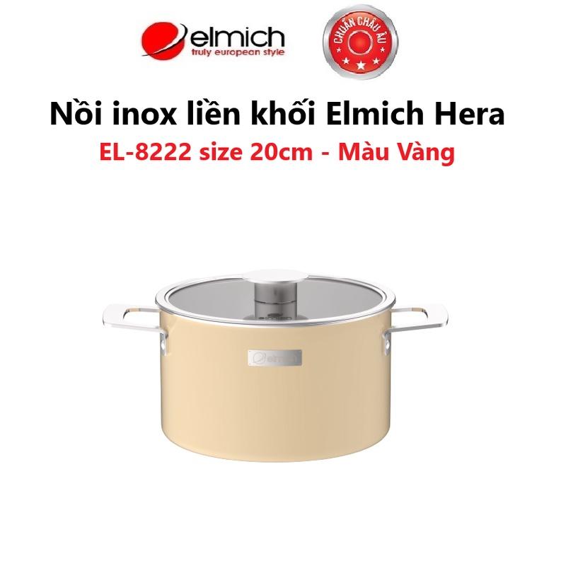 Nồi inox liền khối Elmich Hera size 20cm( Màu: Xanh / Vàng / Tím)