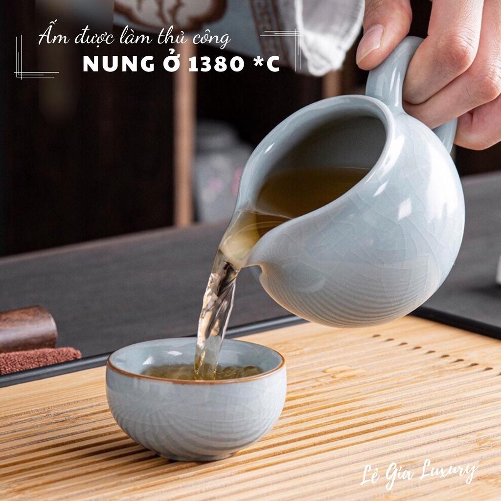 Bộ ấm chén uống trà cao cấp Men rạn, Bộ ấm chén trà đạo phong cách Nhật Bản, Bộ ấm chén cao cấp