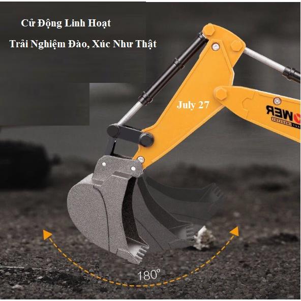Máy Xúc Điều Khiển Từ Xa , Pin Sạc, 5 Chức Năng, Di Chuyển 4 Chiều, Bánh Di Chuyển Xích (Hàng Chất Lượng)