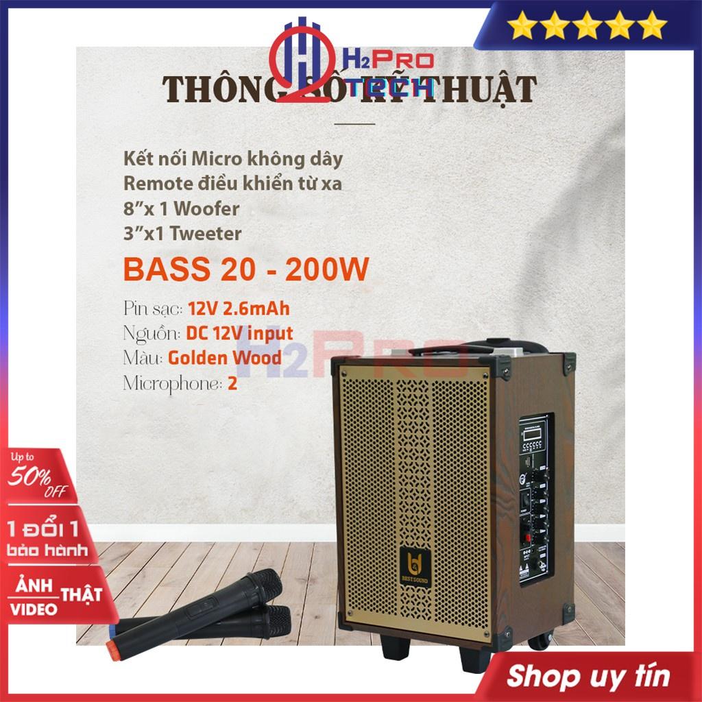 Loa kẹo kéo karaoke, loa kéo bluetooth BDSOUND BD-9080 hát karaoke cao cấp bass 20 200W, vỏ gỗ, hát hay - H2pro tech