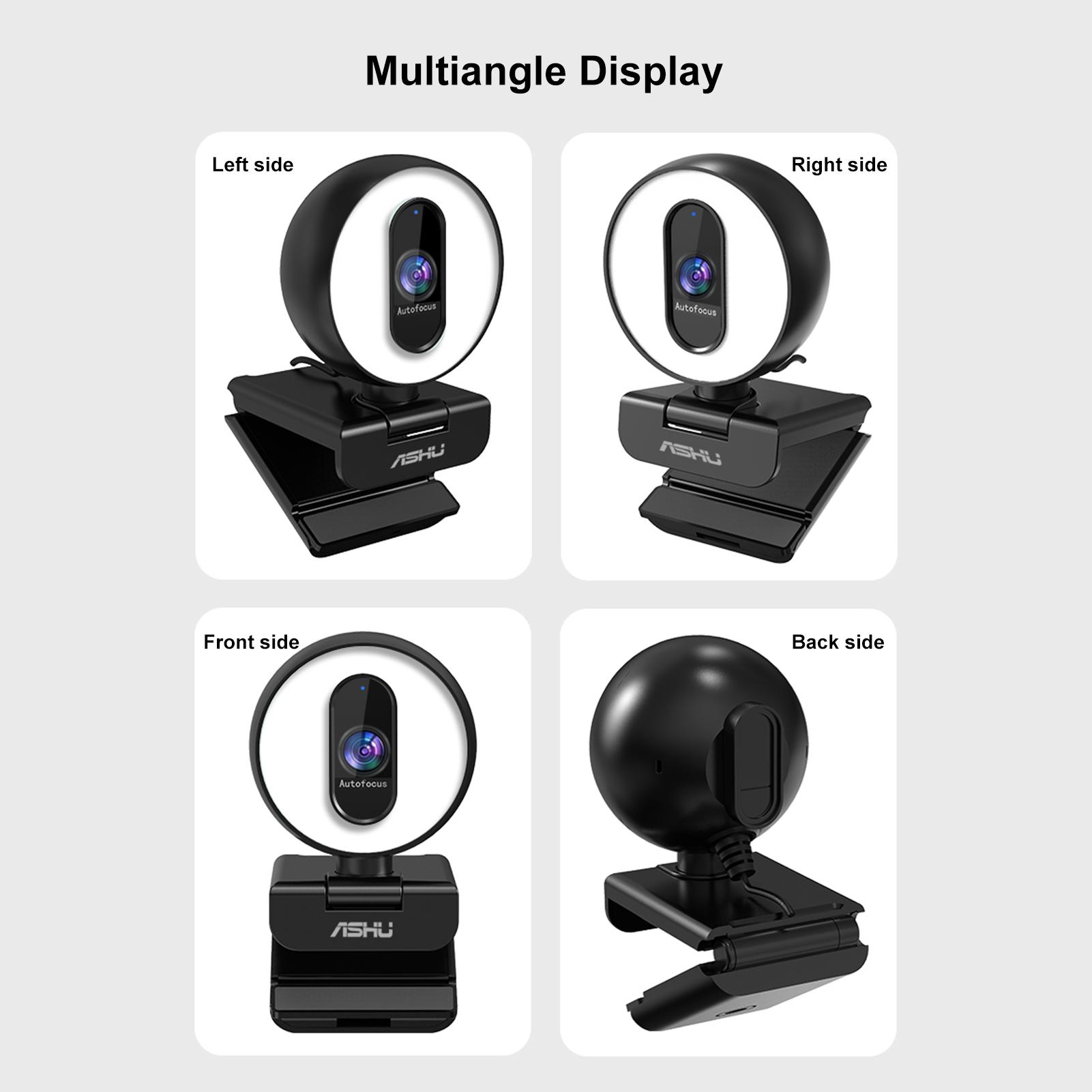 Webcam video ASHU 2M Pixel 1920x1080P Chức năng tự động lấy nét, Nhiệt độ Chụp ảnh tự sướng có thể điều chỉnh độ sáng vô cấp