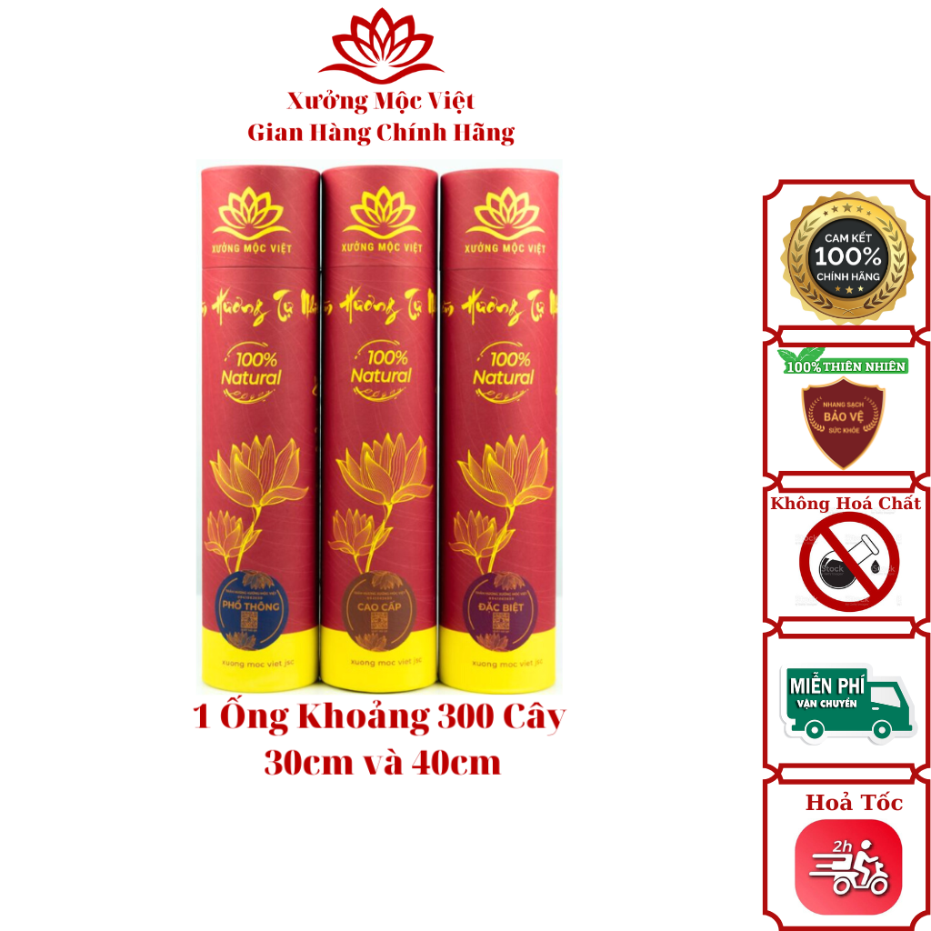 Nhang Trầm Hương Nguyên Chất Tự Nhiên Xưởng Mộc Việt - Nhang Ống 30cm Và 40cm - 3 Phân Loại