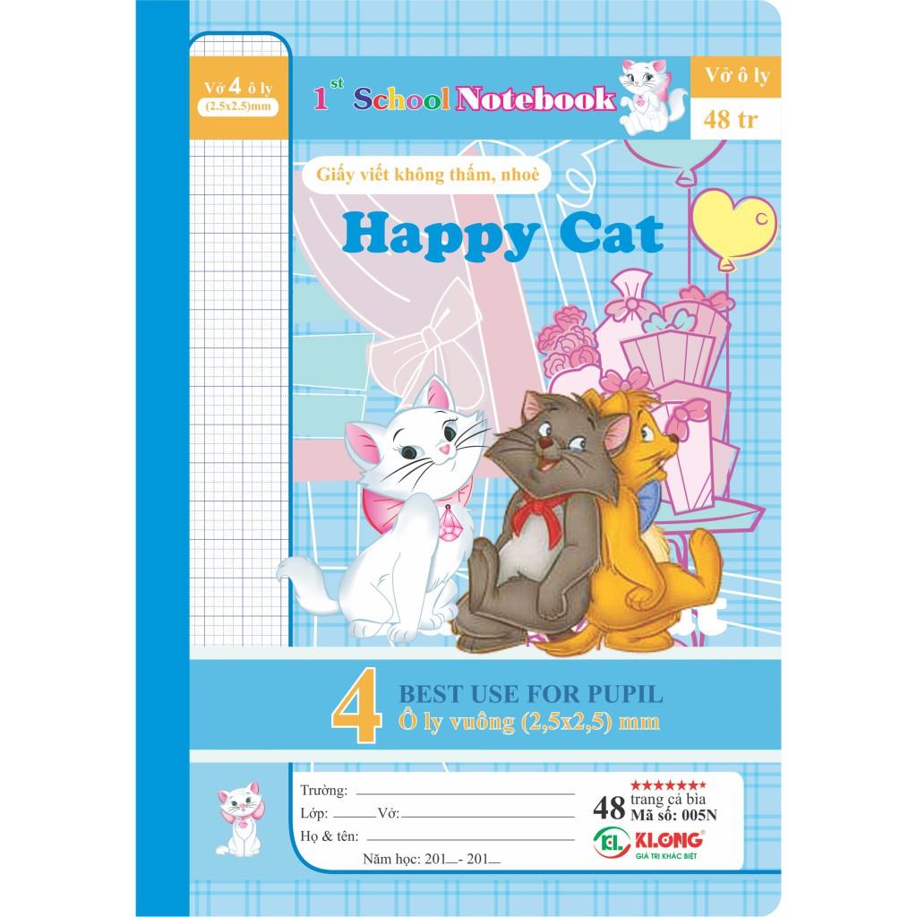 Vở 4 ô ly 48tr 100/95 Happy Cat; MS: 005