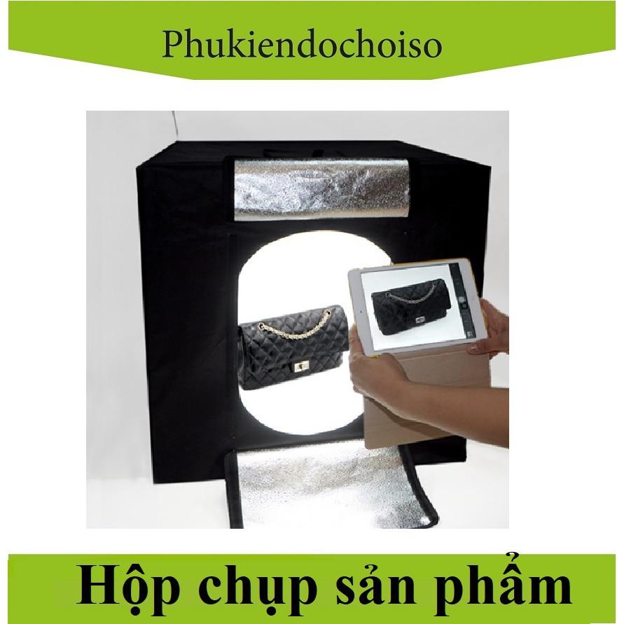 Hộp chụp sản phẩm 40x40, 60x60, 80x80. Tặng: hệ đèn Led 3 màu, phông nền