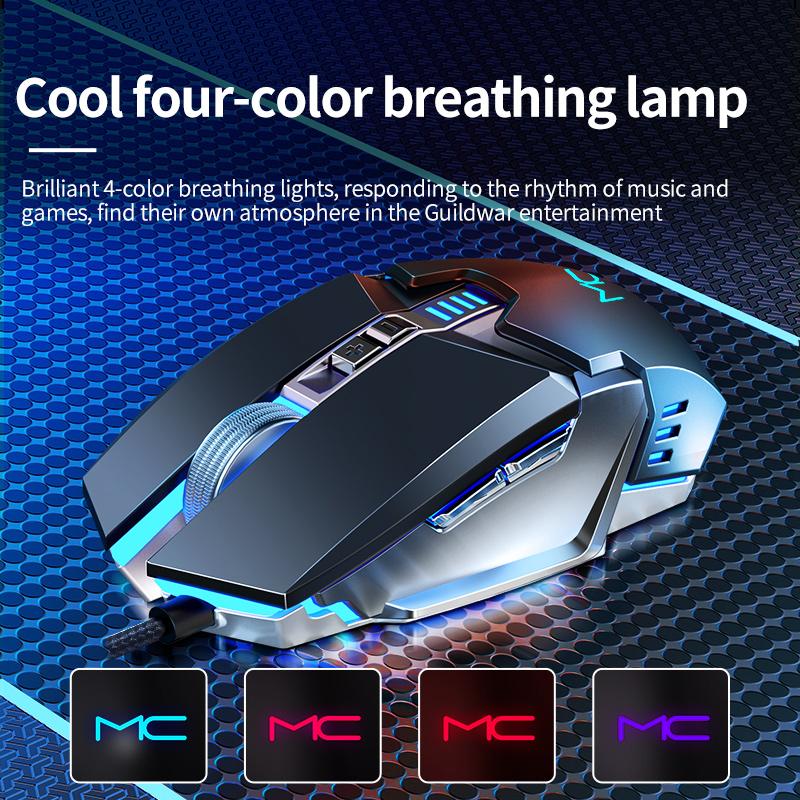 MC MS329 2400DPI Có Dây Cơ Chơi Game Chuột Văn Phòng USB Máy Tính Biến 4 Màu Chiếu Sáng Hiệu Quả