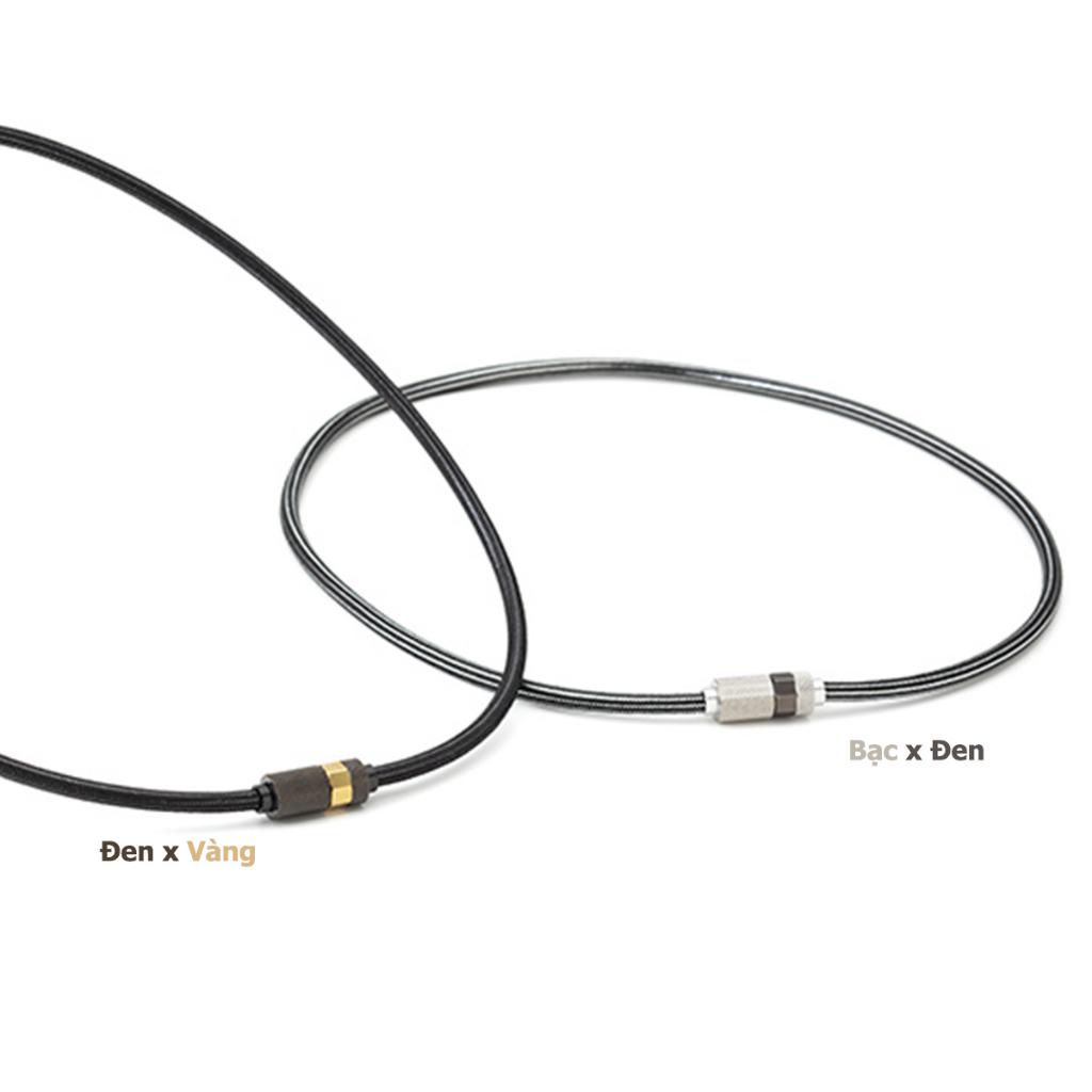 Vòng cổ Phiten Rakuwa necklace MG Knurling Aqua Metax TG898053/TG898153 - Đen/bạc