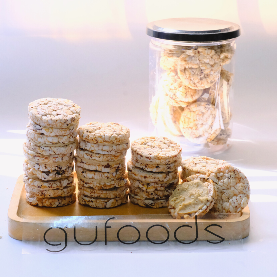 Snack gạo lứt kẹp bơ hạt GUfoods - Ăn kiêng, Ăn vặt healthy, Lành mạnh, Eat clean, Thực dưỡng - Bánh kẹo Tết - Quà Tết