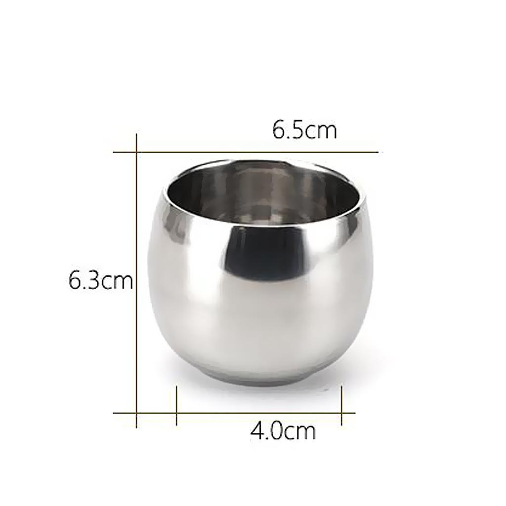 120ml+200ml Stainless Steel Double Wall Coffee Cup Beer Mug Curved Silver