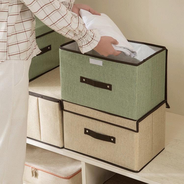 Set 2 Hộp Đựng Đồ, Quần Áo, Đồ Chơi Đa Năng Bằng Vải Oxford Cứng Cáp Có Nắp Đậy