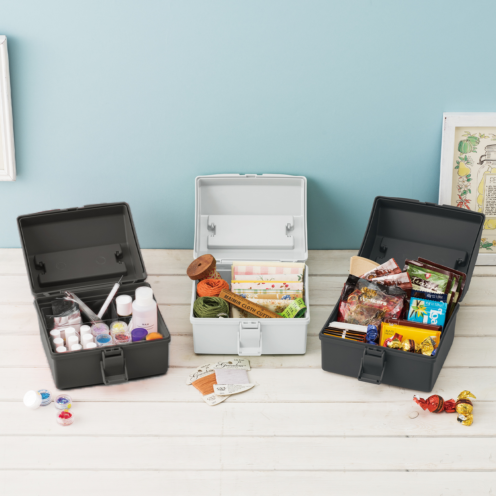 TENMA Hộp Nhựa Lưu Trữ Hacotto JAPAN QUALITY Nhiều Màu, Nhiều Kích Cỡ, Có Tay Cầm Và Khóa Cài