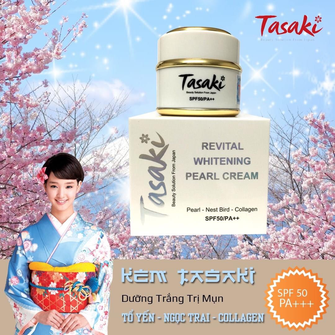 KEM TASAKI NGỌC TRAI - COLLAGEN - YẾN ( Hũ Tròn ) - REVITAL WHITENING PEARL CREAM 20G