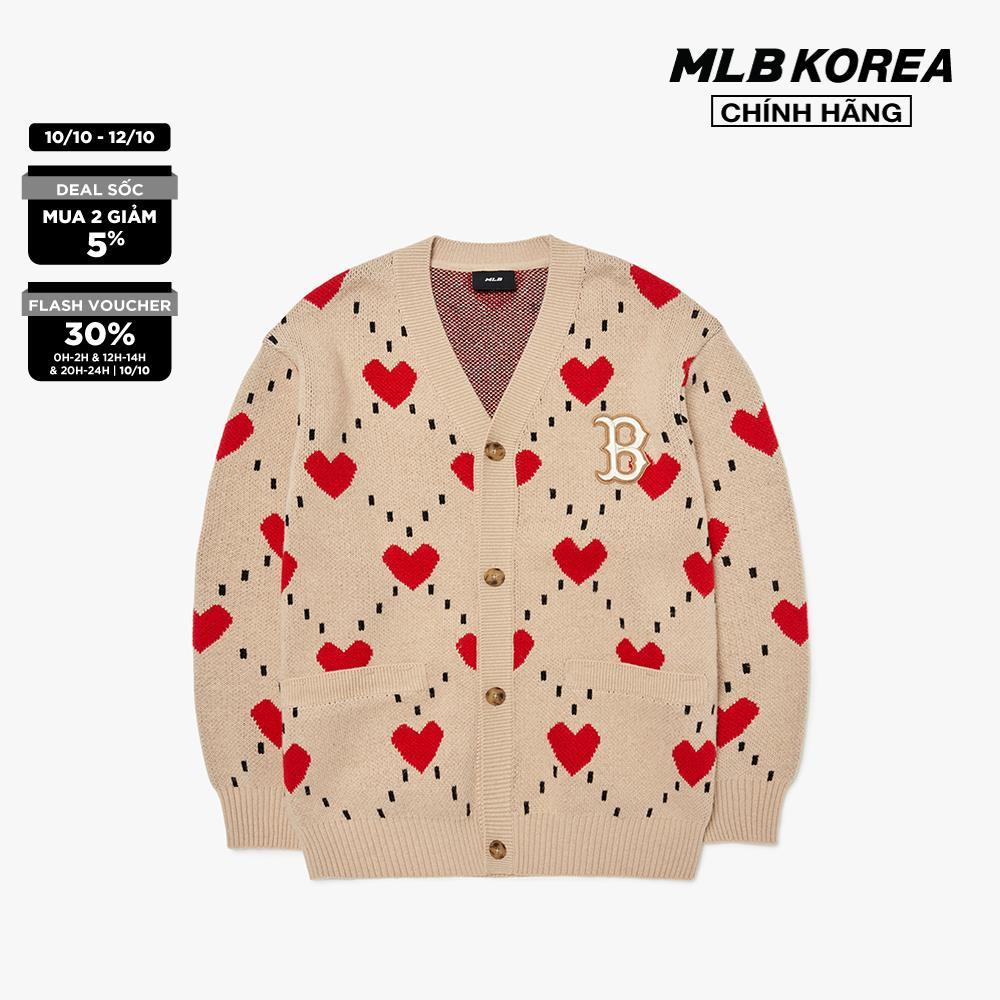 MLB - Áo khoác cardigan cổ V Heart All Over 3AKCH0224-43BGS