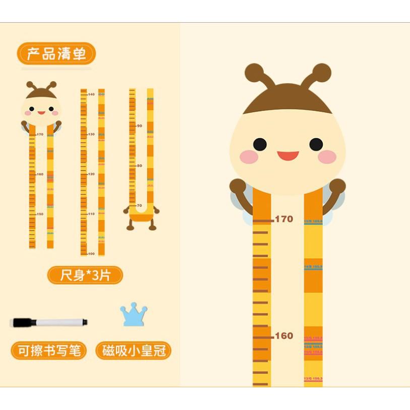 Decal dán tường thước đo chiều cao trẻ em bé hình con vật