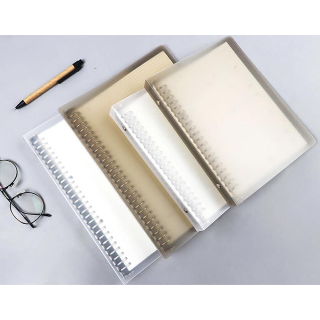 Bìa sổ còng binder nhựa trong suốt khổ A5 B5 - Sổ tay bullet journal - File bìa còng kèm giấy