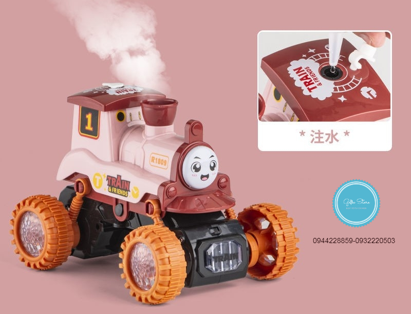 Đồ chơi Tàu lửa Thomas di chuyển, phun khói, bốc đầu, phát nhạc, có đèn