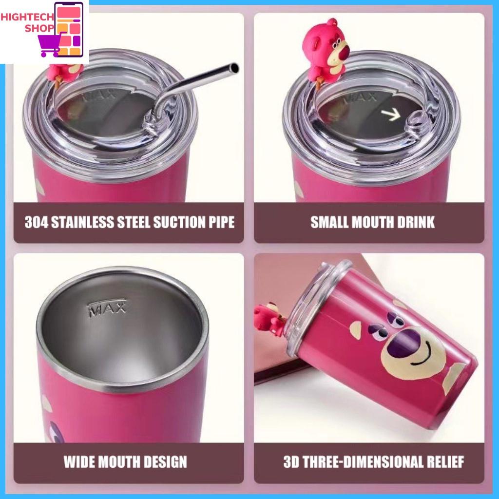 LY GIỮ NHIỆT GẤU DÂU LOTSO 450ML KÈM ỐNG HÚT CAO CẤP SIÊU DỄ THƯƠNG TIỆN LỢI