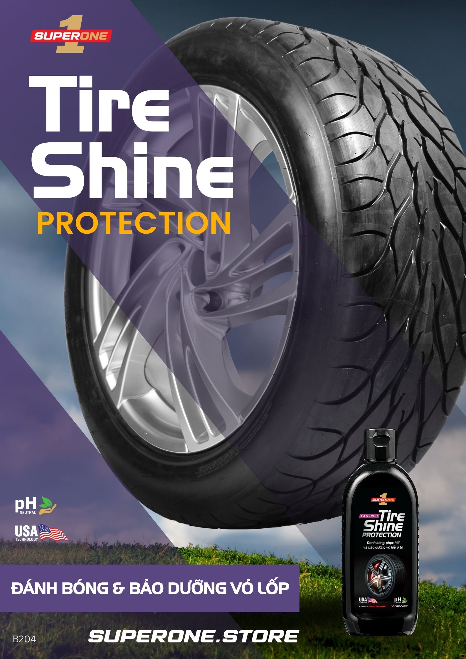 Kem Đánh Bóng Bảo Dưỡng Vỏ Lốp Ô Tô SUPERONE Tire Shine Protection - Exterior SOUTHWALL B204