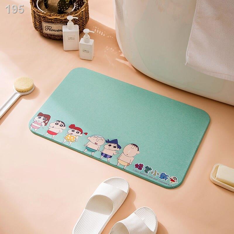 Crayon Shin-chan bùn tảo cát phòng tắm chống trượt điatomaceous đất tự nhiên miếng đệm chân thấm hút và nhanh khô b