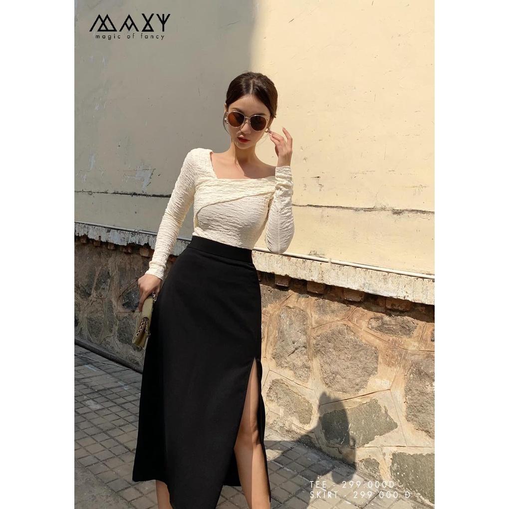 Chân váy dài xẻ cao cutout skirt Maxy Workshop