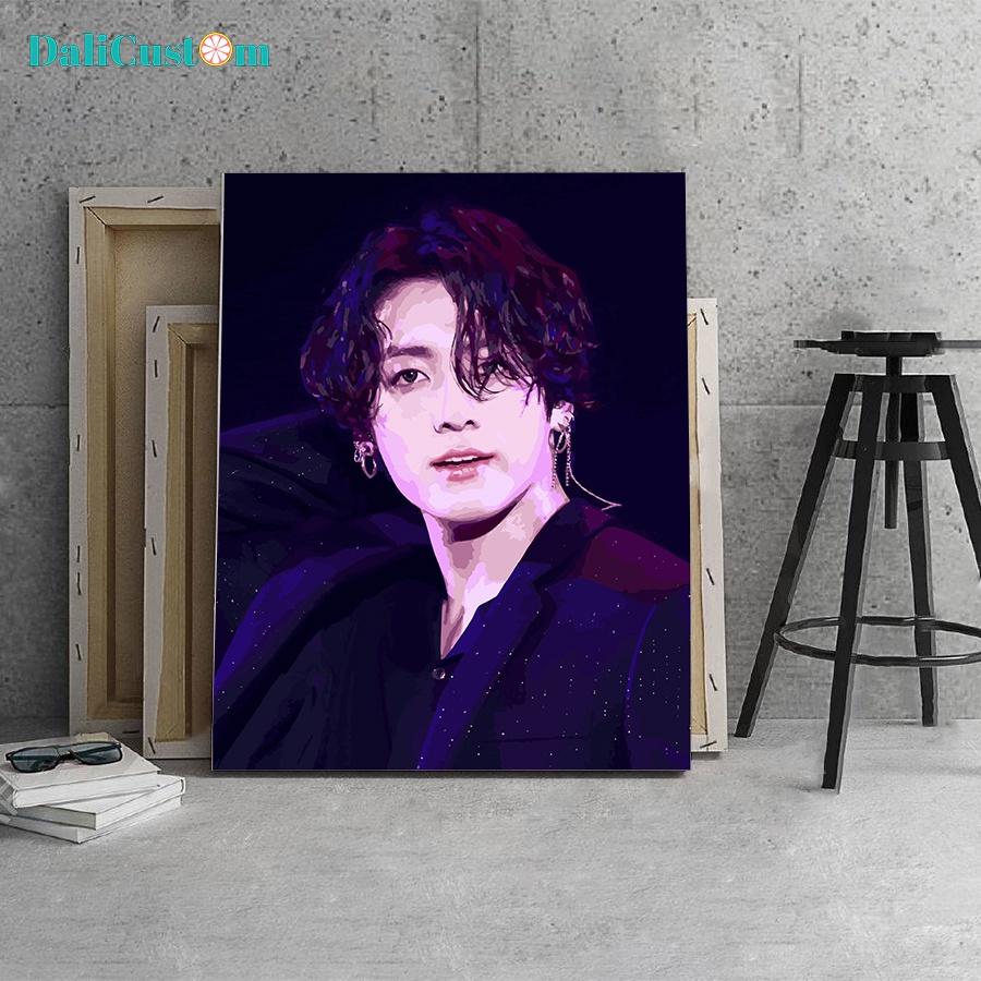 Tranh Tô Màu Số Hóa Jungkook BTS Căng Khung Sẵn 40x50cm
