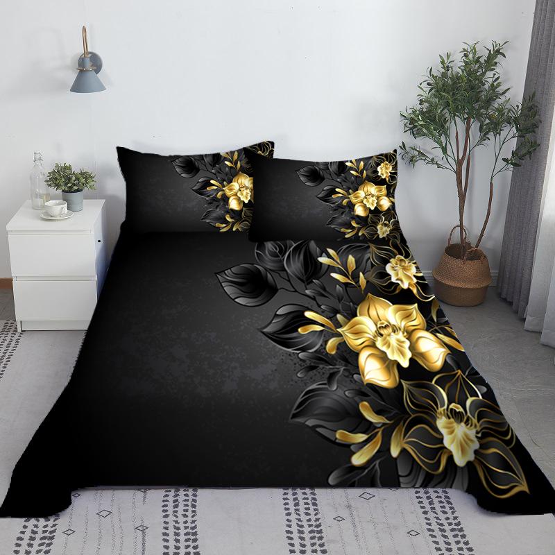Hoa Giường Bộ Ga Gối Và Vỏ Gối 3d Chăn Ga Gối In Kỹ Thuật Số Tấm Phẳng Vua Kích Thước Bộ Chăn Ga Nhà Dệt
