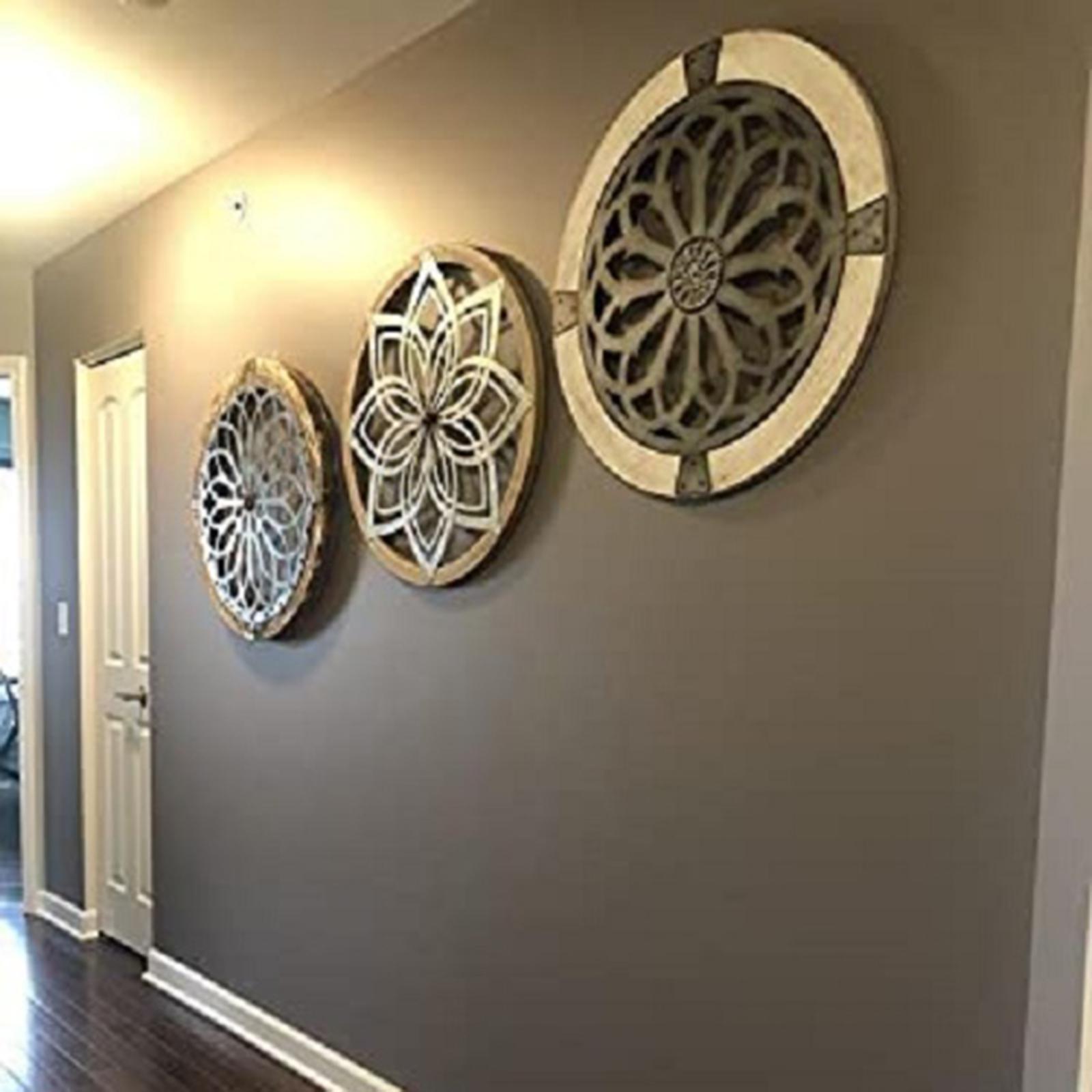 Round Wall Art - Metal Decorative Wall Medallions, Creative Home Art Wall Sculpture Decor, Metal Wooden Crafts Decor Gift for Home Living Room Porch