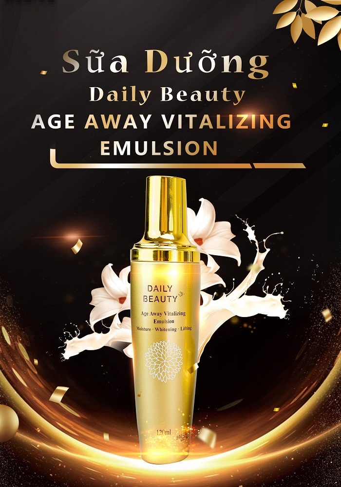 Combo dưỡng da mặt Daily Beauty Age Away Vitalizing gồm Nước hoa hồng, Serum, Sữa dưỡng, Kem mắt, Kem dưỡng ban đêm + kèm quà tặng