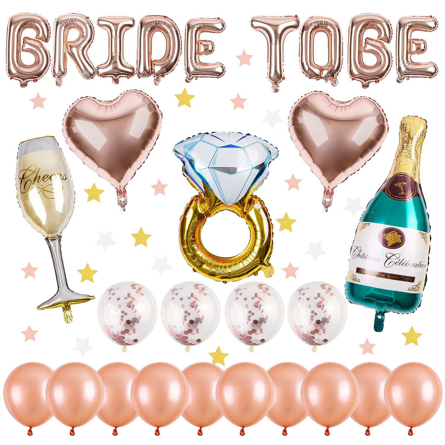 Bộ bong bóng trang trí tiệc chia tay độc thân màu hồng Rosegold Ctdt14