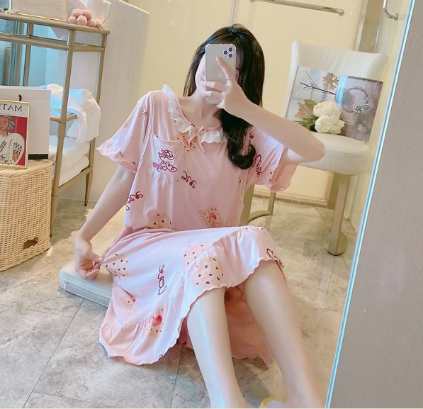 Váy, Đầm Bầu Và Sau Sinh Azuno AZ8856 Chất Liệu Cotton Có Khé Mở Cho Con Bú Mặc Nhà Mùa Hè