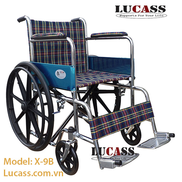 Xe lăn thường bánh mâm Lucass X-9B-Chính hãng- Dành cho người già, người bệnh, người khuyết tật thuận tiện di chuyển