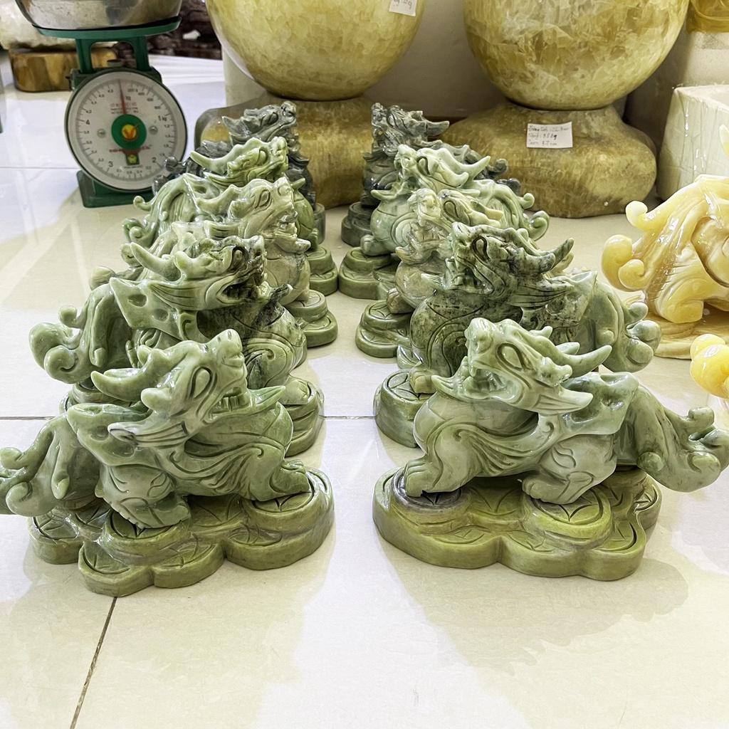 Tỳ hưu, tì hưu ngọc thật màu xanh ngọc dài 20cm, nặng 4kg/ cặp cho người mệnh Hỏa và Mộc